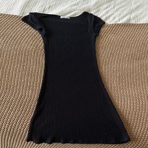 Reformation Black Ribbed Knit Dress